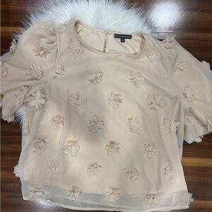 Adrianna Papell Blush Floral Appliqué Blouse